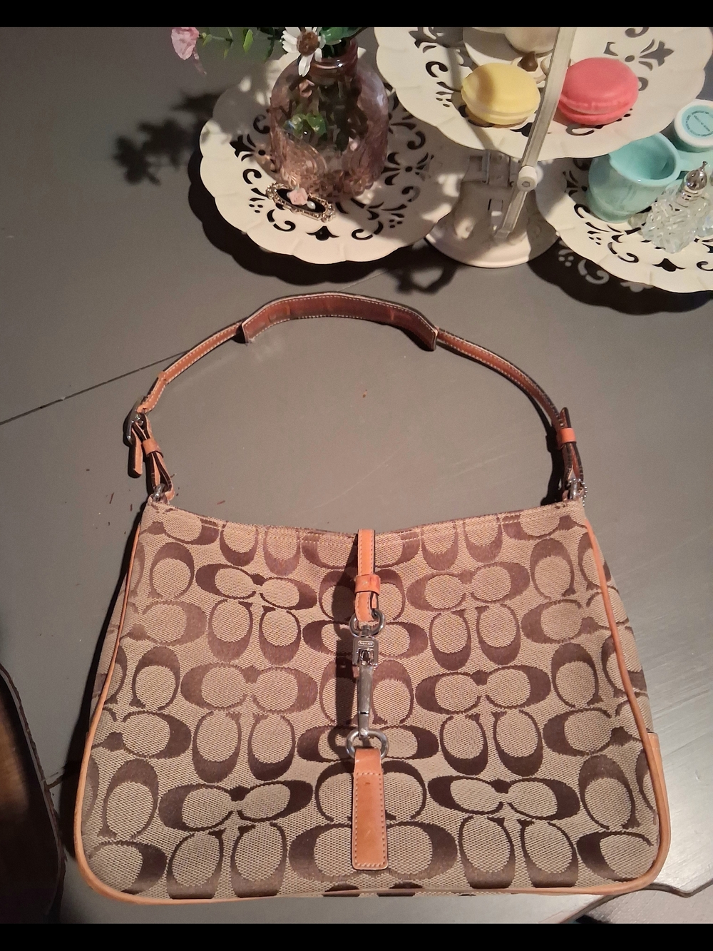 Coach Signature Canvas Hobo Bag in Khaki/Tan